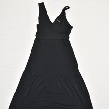 Banana Republic Women Fit & Flare Dress V Neck Polyester Black Size Sp Petite