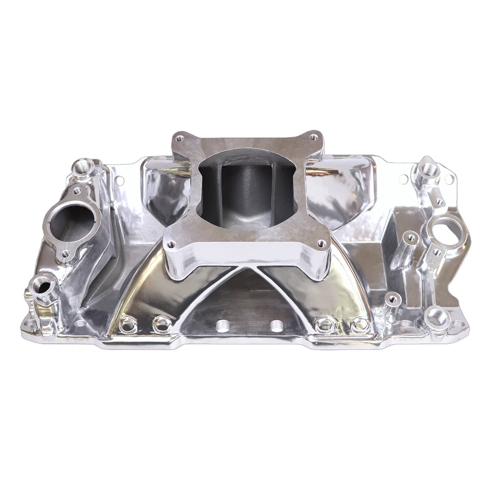 HI RISE Single Plane Intake Manifold for 57-95 Small Block Chevy 350 Polished Foto 2 de 4