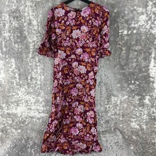 NEW LOFT Size 10 Floral Print Maxi Dress Pink Short Sleeve Zip NWT