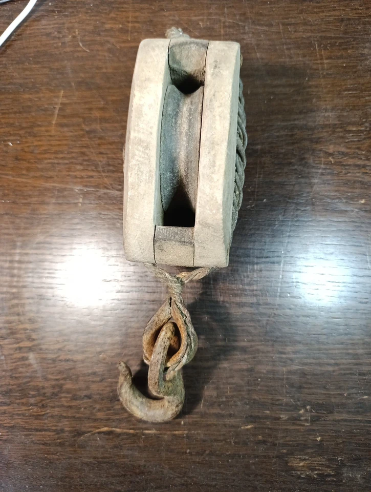 Poulie Ancienne Bois - Photo 3/4