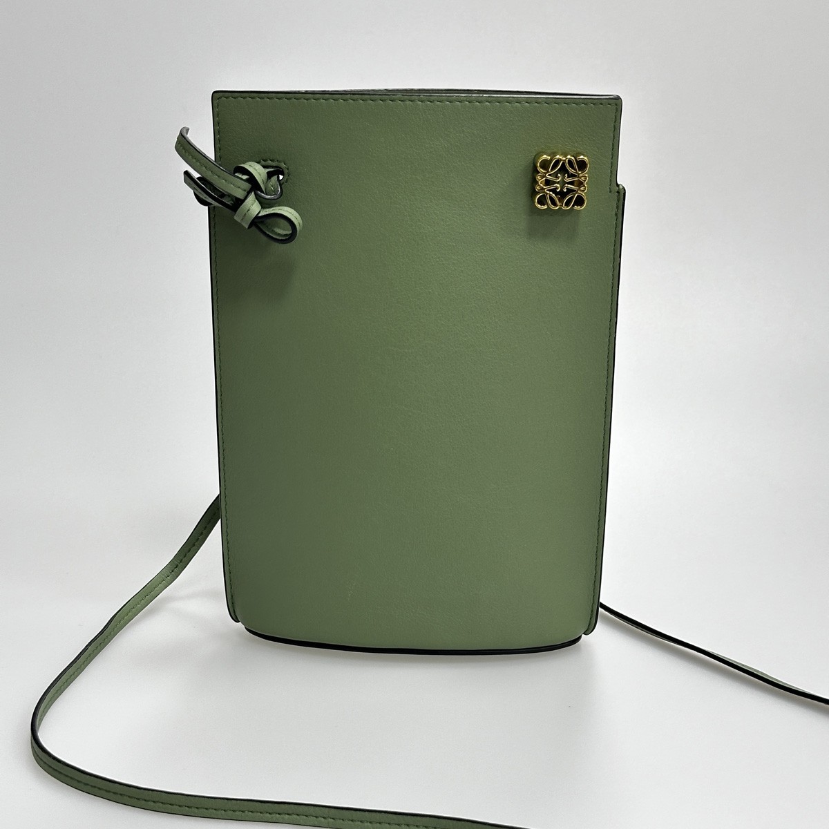 Loewe Mini Green Leather Anagram Logo Shoulder Bag / Phone Pouch
