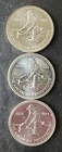 Lot of Three 1984 Engelhard 1oz Silver American Prospector Bullhorn Rounds