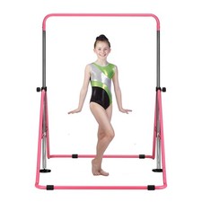 Gymnastics Bar with Mat for Kids 3-9, Adjustable Height Gymnastic Horizontal ...