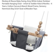Baby Swing, Grey White Indoor Outdoor Portable Hanging Chair - Infant  Toddler