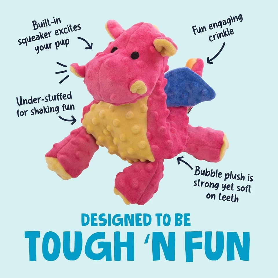 Juguete de peluche caprichoso para perro de dragón de coral con protector para masticar - tamaño grande para jugar duro Foto 4 de 4