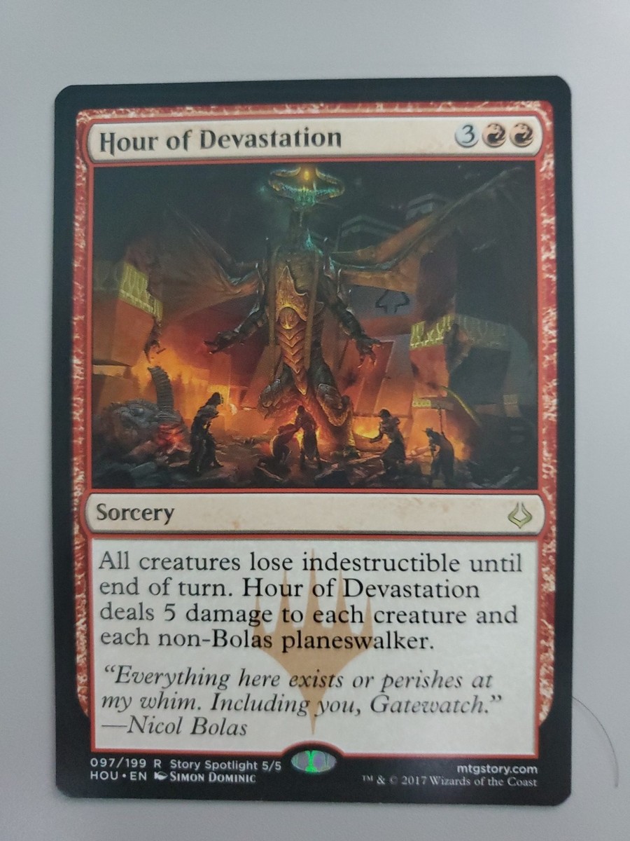 mtg hour of devastation card prices Magic The Gathering MTG-HOU-BD-EN Booster Display : Toys & Games What obscure plan does the ancient Planeswalker Nicol Bolas have for Amonkhet Hour of Devastation is the second set of the Amonkhet block and consists of 184 cards. Magic the Gathering Hour of