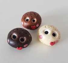 I love chocolates - set of 3 white milk dark - whimsical clay pebble rock stones