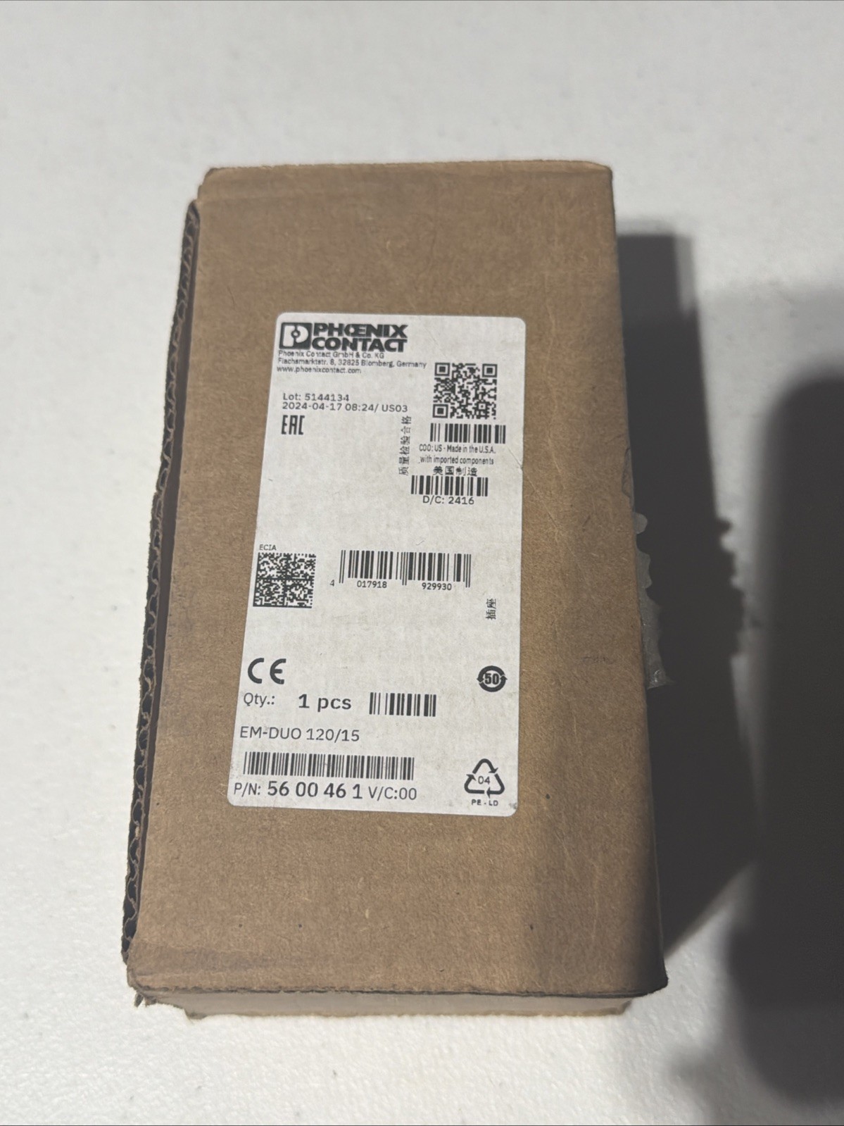 New In Box Phoenix Contact Outlet EM-DUO 120/15