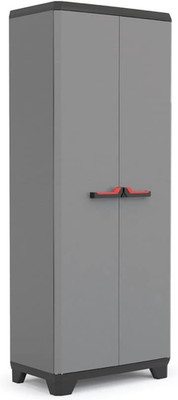 Keter Stilo Kunststoffschrank/Besenschrank, Utility, Dunkelgrau, Schwarz, Rot, 6