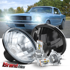 Pair Fits 1965 -1973 Ford Mustang 7 Inch Round Led Headlights Hi-low Beam