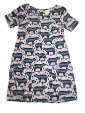 Anthropologie Maeve Zola Bear Print Women’s Shift Mini Dress Size 0 Boho Pockets