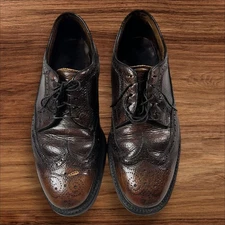 Vintage Leather Wingtip Oxford Dress Shoes Brogue Lace Up Brown size 7D