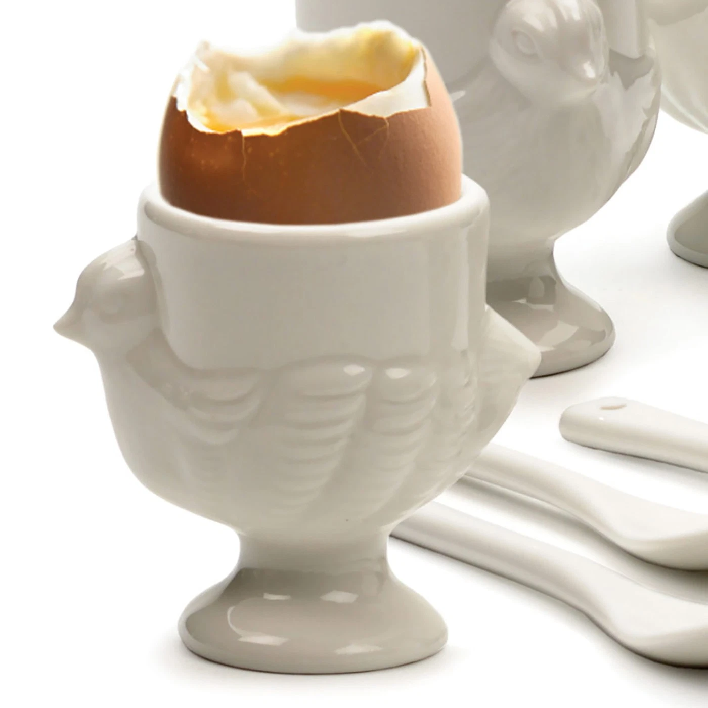 RSVP International Porcelain Egg Cups & Spoons Set - Thumbnail 4