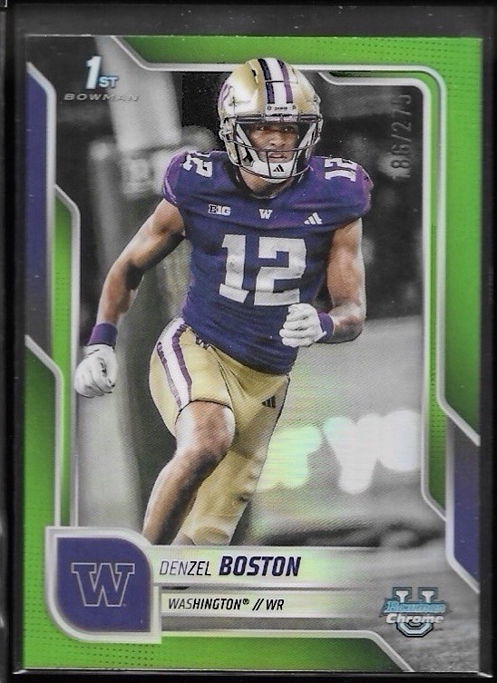 2025 Bowman Chrome U #34 Denzel Boston Lime Green /275 Washington Huskies