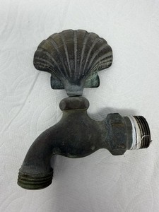 Garden Hose Spigot Faucet Knob Handle Sea Shell Vintage Solid Brass Made In USA