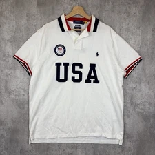 POLO RALPH LAUREN SHIRT XL WHITE USA FLAG OLYMPICS CUSTOM SLIM 2020 Polo $125.00