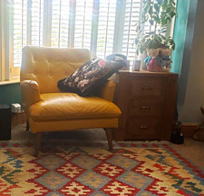 Yellow Leather Armchair Solid Pattern 90x90x90cm Seating Capacity 2 Used
