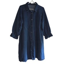 Women's Button Up Jean Dress 3/4" Sleeve See Measurements Large