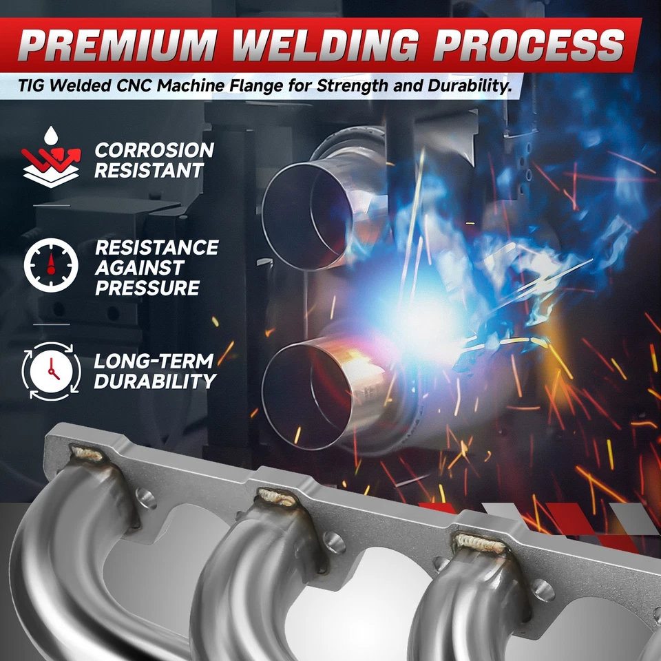 Sistema de escape de cabezales cortos Fit 94-95 Ford Mustang 5,0 L V8 colector 2 piezas 4-1 Foto 4 de 4