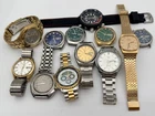 Lot of 12  MENS WATCHES 9 SEIKO & 3 CITIZEN BLUE GREEN GOLD STEEL DIVER BRACELET