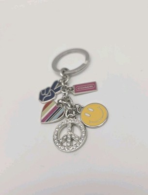 COACH VINTAGE RARE Five Charm Keychain/Fob Bag Charm Smileyface