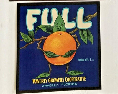 Full Brand Orange  Fruit Crate Label , original