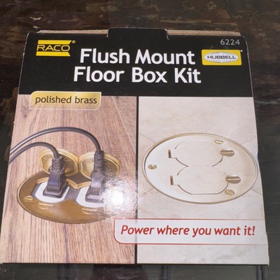 Raco Flush Mount Floor Box Kit - Polished Brass - Round Cover for Outlets Brass