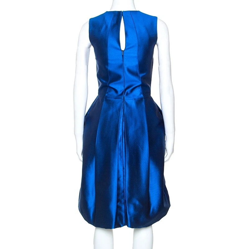 Abito Dsquared2 blu fiocco di seta orlo palloncino orlo S