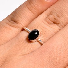 Black Onyx Ring 925 Sterling Silver Ring Handmade Gemstone Ring Women's Ring