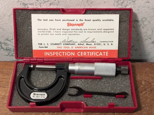 STARRETT 0-1 Inch MICROMETER NO 436RL w/ CASE