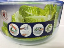 Zyliss easy spin 2 salad spinner large 6L capacity plastic unique aquagreen new