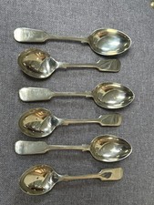 Set Of 6 Antique Silver Plate Fiddle Pattern Tea Spoon