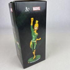 Oakland A’s Captain Marvel Green Gold Bobblehead 2023 Marvel Giveaway With Box