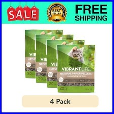  4 Pack Vibrant Life Natural Paper Ball Cat Litter, Unscented, 20 lb