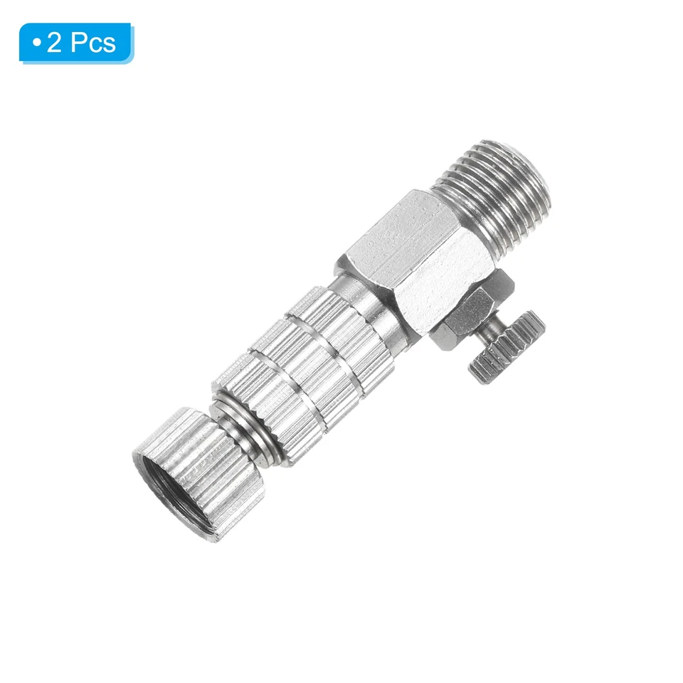 1/8 Air Brush Connector Adapter, 2pcs Connect with Airflow Control Valve, Silver Foto 3 de 4
