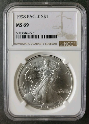 1998 $1 American Silver Eagle Dollar NGC MS69