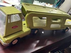 Vintage 1960s Tonka Lime Green Car Carrier Truck & Trailer Steel 18.5"