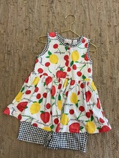 Vintage Sleeveless Ruffle Dress-Cherry  Gingham Patchwork Twirl Dress, Size 4T