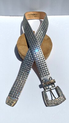 Leatherock Fully Rhinestone Crystal Bedazzled Silver Belt Mealah Glitter-Rhinestone-Western-Cowboy Belt for Women  main image 3