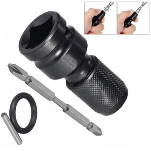 4Teile/Satz Luft Schlagschrauber Adapter 1/2 "auf 1/4" Mutter-auf Bit Hex Welle - Picture 2 of 8