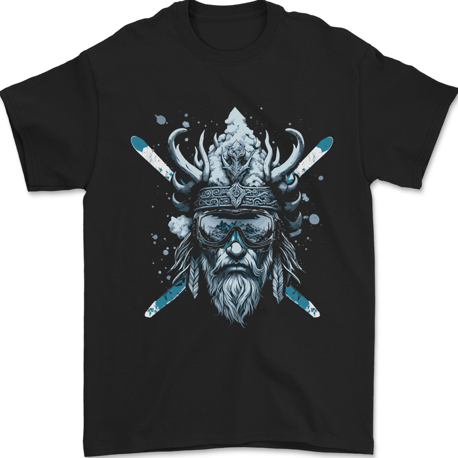 Skiing Viking Ski Mens T-Shirt 100% Cotton