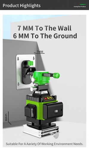 16 Lines 4D Cross Line Laser Level Green Beam with 2 Rechargeable Battery Tripol - Picture 3 of 11