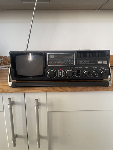 Vintage BUSH 1105 3IN 1 TRAGBARES RADIO / KASSETTENSPIELER / 5 ZOLL FERNSEHER #SB