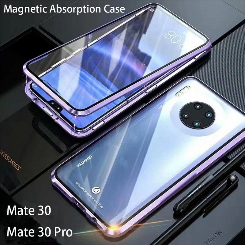 Capa telefone vidro temperado dupla face 360° adsorção magnética estrutura de metal - Imagem 2 de 4