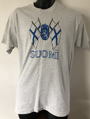 VTG.90 s SUOMI Finland Odin Ltd Finnish Language  Shield Made In USA T-Shirt L