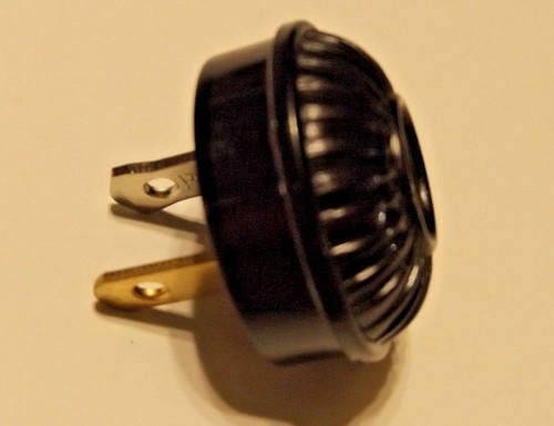 BLACK RIBBED EARLY ELECTRIC POLARIZED PLUG FOR ANTIQUE LAMPS NEW 48542JB - 第 1/3 張圖片