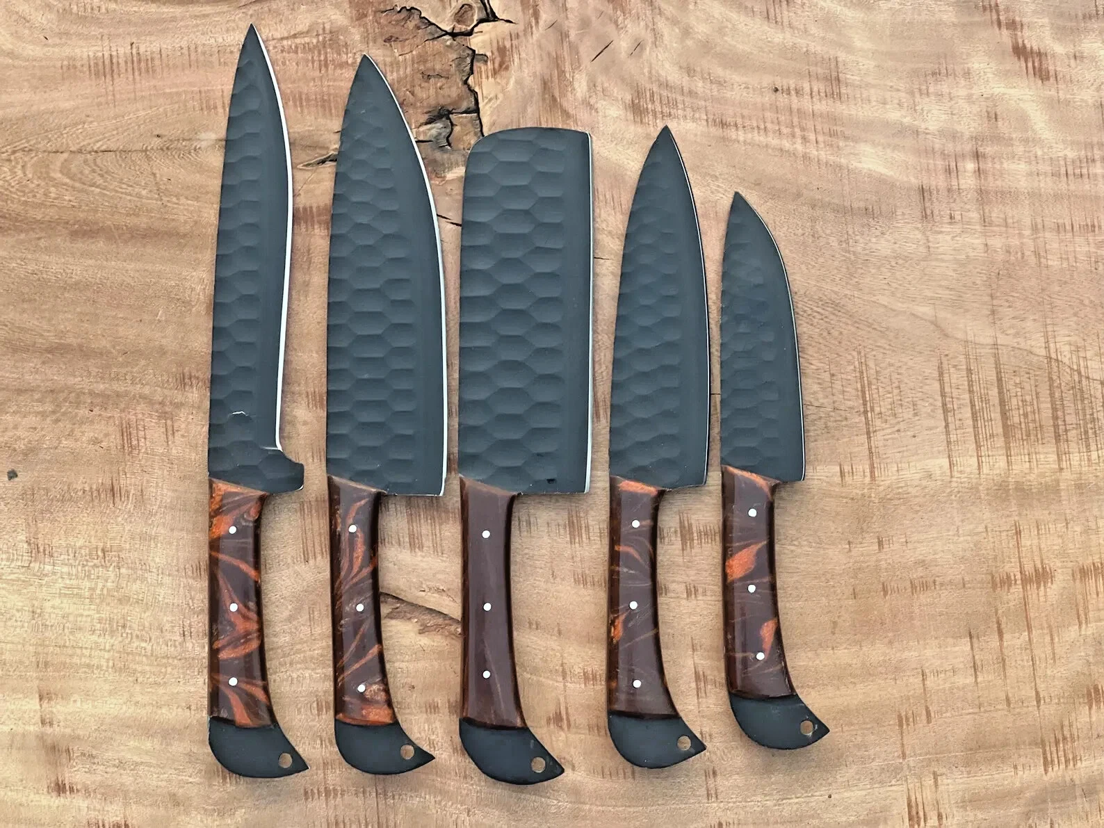 HAND FORGED CARBON STEEL CHEF KNIFE Set Kitchen Knives Best USA gifts