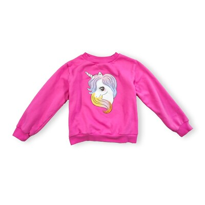 H&M Kids Sweatshirt Unicorn Graphic Print Pink Size 6