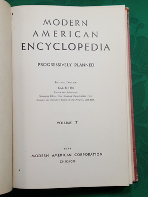 MODERN AMERICAN ENCYCLOPEDIA ~ Cal Fisk 1934 Vol 7&8 Leather hc