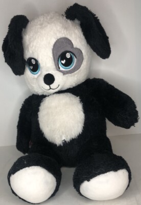 Build A Bear Sugar Scent Puppy Dog Black White  Plush  Gray Heart Patch Blue Eye